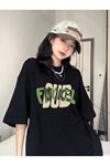 SİYAH OVERSİZE KALIP DUB BASKILI TSHIRT