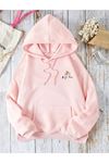 Kadın Pembe RJC.CO Baskılı Kapüşonlu Oversize Sweatshirt