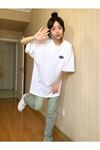 Unisex Beyaz Oversize You're Single Baskılı Örme T-shirt