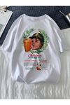 Unisex Beyaz Oversize Children Baskılı Örme T-shirt