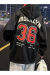 Unisex Oversize Brooklyn 36 Baskılı Kapüşonlu Sweatshirt