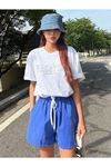 Unisex Beyaz Oversize Vacation Baskılı Örme T-shirt