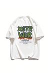 Unisex Beyaz Oversize XGTR Baskılı Örme T-shirt