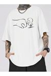 Oversize Unisex Beyaz T-Shirt Kick Boks