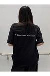 Unisex Siyah Oversize N' Oublie Baskılı Örme T-shirt