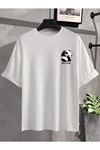Unisex Beyaz Oversiz Panda Am I Cute? Baskılı Örme T-shirt