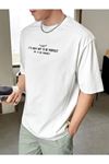 Unisex Beyaz Oversize 1977 Perfect Baskılı Örme T-shirt