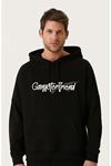 Unisex Oversize Gangster Friend Baskılı Kapüşonlu Sweatshirt