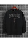 Unisex Oversize Münih Baskılı Siyah Sweatshirt