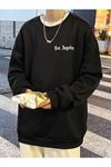 Unisex Oversize Los Angeles Baskılı Bisiklet Yaka Sweatshirt