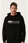 Unisex Oversize F'ck New Cars Baskılı Kapüşonlu Sweatshirt