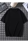 Siyah Baskısız Basic T-shirt - Oversize Unisex