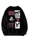 Unisex Oversize Bravely Baskılı Siyah Sweatshirt