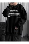 Unisex Oversize Eternity Baskılı Bisiklet Yaka Sweatshirt