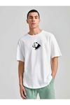 Unisex Oversize Minimal Bear Baskılı T-shirt