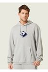 Unisex Oversize Minimal Bear Baskılı Kapüşonlu Sweatshirt