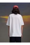 Erkek Beyaz Oversize Unloose Baskılı T-shirt