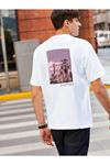 Erkek Siyah Oversize Caution Baskılı T-shirt
