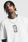 Unisex Beyaz Oversize No Case No Face Baskılı Örme T-shirt