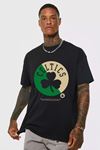 Erkek Siyah Oversize Celtc Baskılı T-shirt
