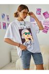 Kadın Beyaz Oversize You Go Baskılı T-shirt