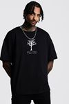 Unisex Siyah Oversize Bad Vibes Baskılı Örme T-shirt