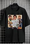 Unisex Oversize Gta V Baskılı Bisiklet Yaka %100 Pamuk Siyah T-shirt