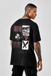 Erkek Siyah Oversize Bravely Baskılı T-shirt