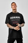 Erkek Siyah Oversize Normal Baskılı T-shirt