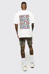 Gang Serıes Erkek Beyaz Oversize Sprey Graffiti Baskılı T-shirt