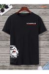 Unisex Oversize Distance Baskılı Siyah T-shirt