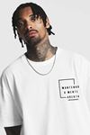 Unisex Siyah Oversize Mantenha Baskılı Örme T-shirt