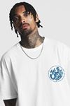 Unisex Beyaz Oversize The Wawe Hunters Baskılı Örme T-shirt