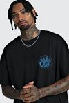 Unisex Siyah Oversize The Wawe Hunters Baskılı Örme T-shirt