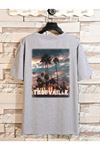 Unisex Gri Oversize Trouvaille Baskılı T-shirt