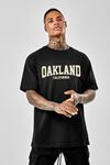 Unisex Siyah Oversize Oakland Baskılı T-shirt