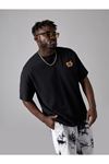 Erkek Siyah Oversize Us Baskılı T-shirt