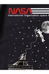 Erkek Siyah Oversize Nasa Baskılı T-shirt