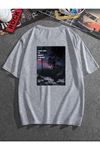 Unisex Gri Oversize Take You Baskılı T-shirt