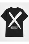 Erkek Siyah Oversize X Baskılı T-shirt