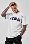 Unisex Beyaz Oversize Mıchgan Baskılı T-shirt