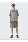 Erkek Gri Oversize Wonderfull Baskılı T-shirt