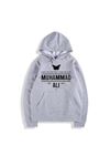Erkek Gri Kelebek Muhammed Ali Baskılı Sweatshirt Hoodie