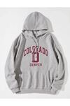 Colorado Baskılı Grioversize Kapüşonlu Sweatshirt.