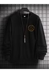 Unisex Siyah Smıle Baskılı Oversize Sweatshirtt
