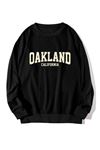 Unisex Siyah Oakland Baskılı Oversize Sweatshirt