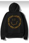 Unisex Gülen Yüz Baskılı Oversize Sweatshirt Hoodie