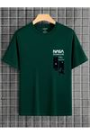 Yeşil Oversize Nasa Baskılı T-shirt - Oversize Baskılı