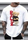 Relax Süprem T-Shirt - Beyaz  Oversize Bisiklet Yaka Kısa Kol Tişört