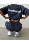 Movement T-shirt Eşofman Altı Jogger- Baskılı Alt Üst Eşofman Takım Oversize Bisiklet Yaka